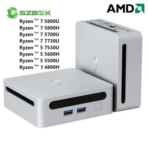 고사양 미니 PC 데스크탑 가성비 사무용 SZBOX AMD Ryzen 게임용 데스크 컴퓨터 윈도우 11 DDR4 3200Mhz NVMe SSD WiFi6 BT5.2 7 5800H, No Ram No Storage, AMD Ryzen 7 7730U