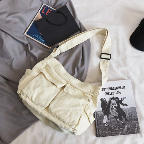 보슈 여성 더블포켓 캔버스 에코백 크로스백 숄더백 가방 B1-12