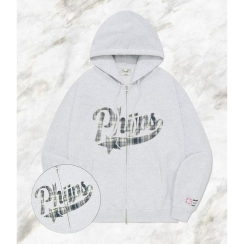 업에듀케이션 - 피지컬 에듀케이션 디파트먼트 PHYSICAL EDUCATION DEPARTMENT STAR TAIL HOODIE ZIP UP LIGHT GRAY, XL