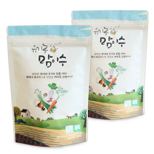 바맘채수 - 먹놀잼 유기농 맘이수 채수 티백, 20g, 2개