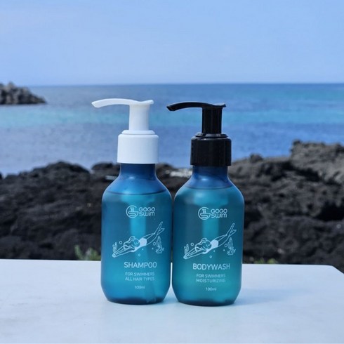 고고스윔 소분용기 휴대용 여행용 미니어처 공병 수영장 샴푸&바디워시 100ml 세트, 1개, 화이트(샴푸)+블랙(바디워시)