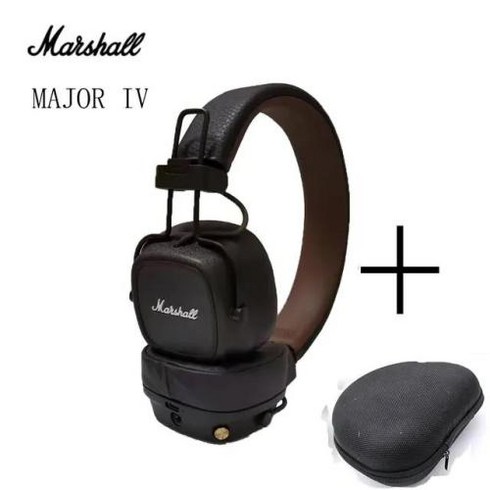 마샬메이저4 - 오토바이헬멧 인터폰 블루투스 다기능 무전기 Marshall MAJOR IV 헤드폰 무선 이어폰 딥 베이스 접이식 스포츠 게이밍 헤드셋 마이크 포함-178, 4) brown and  case