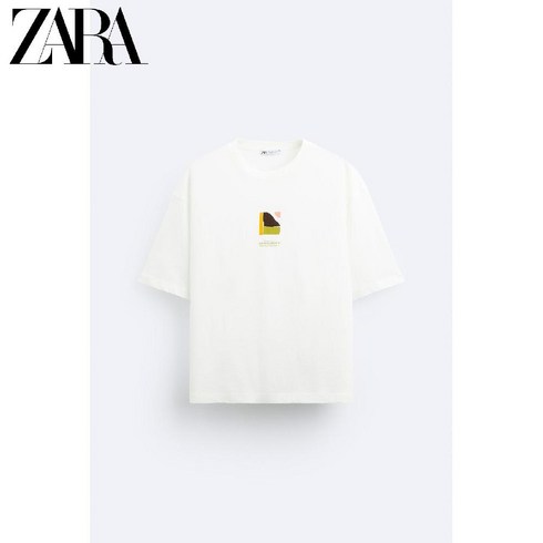 자라베이비 - ZARA 자라 24 여름 남자 남성 화이트 루즈핏 반팔 티셔츠 6224304 250