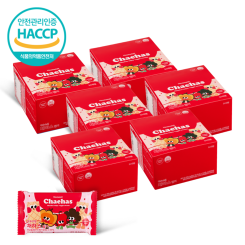 하우스윗 채하스 어린이 성장 필수 영양소 함유 무설탕 유아과자 개별포장, 딸기맛, 6box, 232.4g