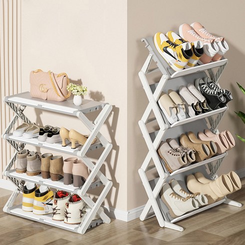 무타공마켓 틈새 접이식 간이신발장 현관 신발 정리대 공간활용, 3단, 1개