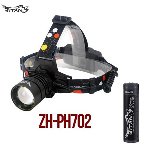 헤드렌턴 ZH-PH702 충전식 타이탄코리아 C타입, ZH-PH702 (18650충전지 검정 1개), 1개