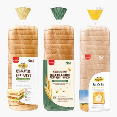 2023년 가성비 최고 식빵토스트 - 삼립 식빵 토스트 샌드위치 토종효모 통밀 3종 세트, 1세트