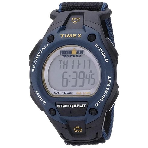미국직배)Timex 아이언맨 클래식 30 남성용 손목시계 오버사이즈 블랙/블루/옐로우 패스트 벨크로 (T5K413)_383633
