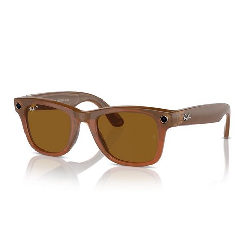 Ray-Ban Meta - Headliner (Standard) Smart Glasses - Shiny Caramel Transparent Teal Blue, 편광