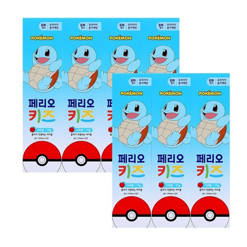 페리오 키즈 3단계 치약 75g (꼬부기), 7개, 사과향