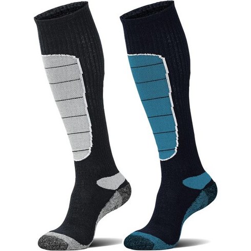 하키 양말 스포츠삭사 스타킹 하일라에 메리노 울 스키 스노우보드용 방한 눈 겨울 보온 무릎 높이 따뜻한 사냥, Medium, 3-blue Grey (2 Pairs)
