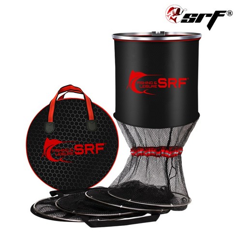 2023년 가성비 최고 살림망 - SRF 실리콘 살림망 낚시 어망 붕어 고기망 민물 중층 낚시그물망 잉어 낚시터 향어, 블랙+레드