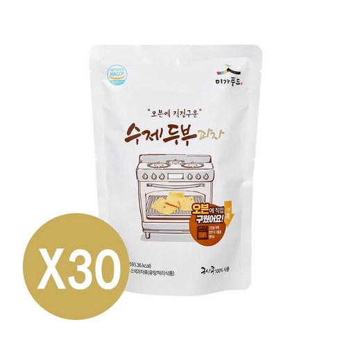 뚜부칩 4종 세트  - 오븐에 직접구운 수제 두부과자, 110g, 30개