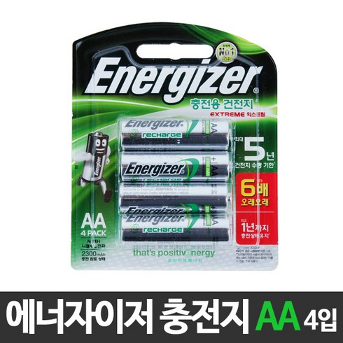 에너자이저 충전용 건전지 AA, 4개입, 1개