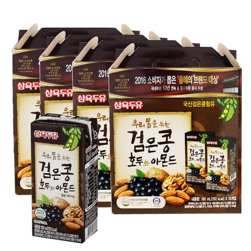 삼육두유 검은콩호두아몬드 두유, 190ml, 64개