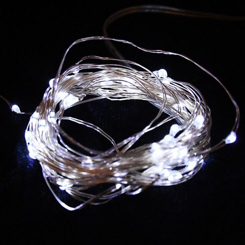 파티해 LED 100P 와이어 건전지(방수케이스) (백색), 백색