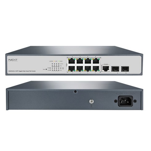 NEXT-POE4010L2-140 8포트 기가비트 + 2포트 SFP 웹스마트 매니지먼트 POE 스위칭허브