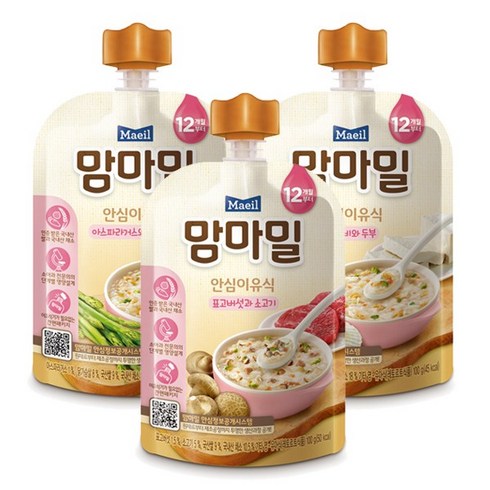 [매일유업] 맘마밀 안심이유식 12개월 표고버섯4+가리비3+아스3(총10팩), 12개월 표고4+아스파라거스3+가리비3, 10세트