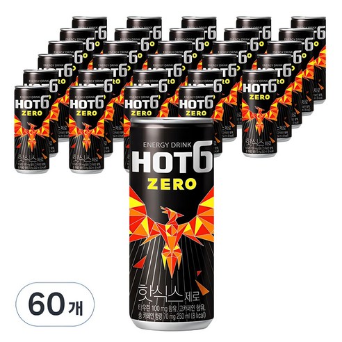 롯데칠성 핫식스 제로 250ml HOT6 고카페인 타우린 100mg 함유, 10개