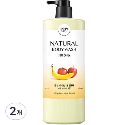 해피바스 정말 촉촉한 바디워시 애플 & 바나나향, 3개, 900g