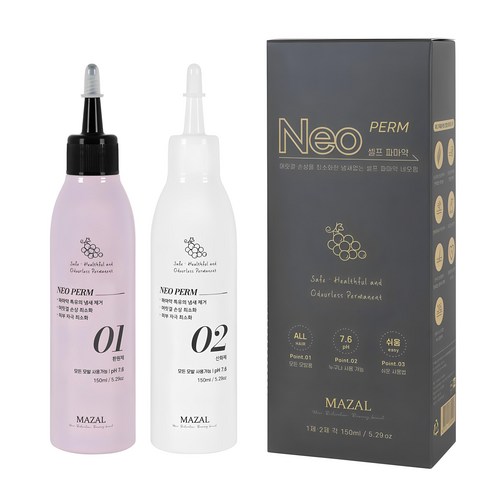 마잘 순한 셀프 파마약 네오펌 1제 150ml + 2제 150ml 저자극 펌제 손상 최소화, 3개