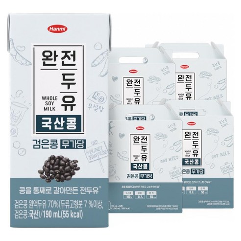 완전두유 국산콩 검은콩 무가당, 190ml, 16개