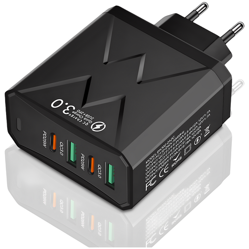 인생을 즐기는 2USB+2PD 4포트 멀티 고속충전기 100W, 블랙, 1개