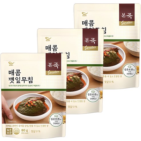 본죽 매콤 깻잎무침, 80g, 3개