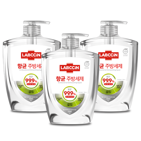 랩신 항균 주방세제 라임향 750ml, 3개입