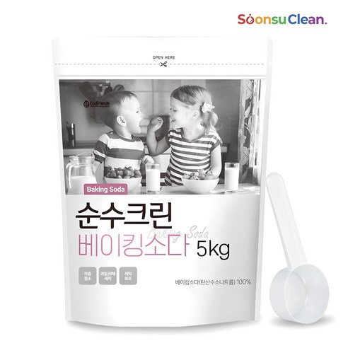 순수크린 베이킹소다 파우치 5kg+스푼1개 1등급원료사용 천연세탁세제 대용량 다목적, 5kg, 1개 천연세제