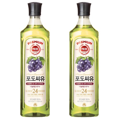 해표 포도씨유, 900ml, 2개