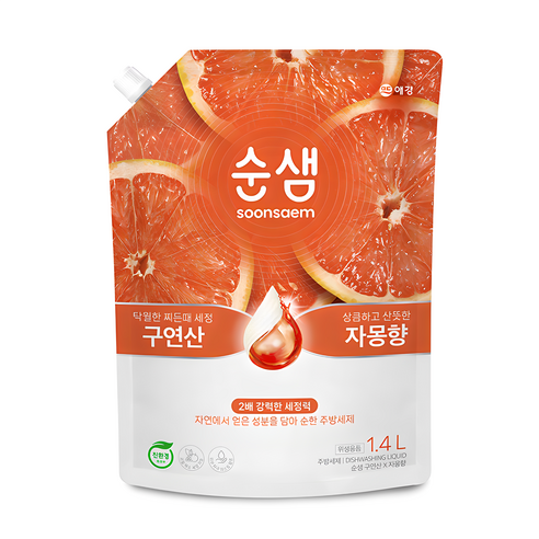 순샘 구연산 자몽향 주방세제, 1.4L, 3개