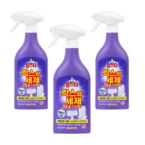 홈스타 락스와세제 3X 폼 스프레이 후로랄향, 500ml, 3개