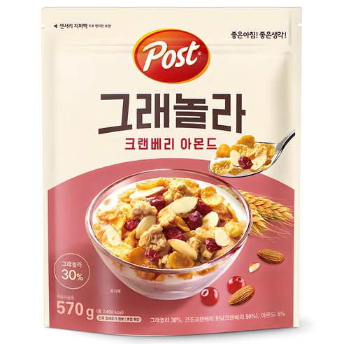 포스트 그래놀라 크랜베리 아몬드 시리얼, 570g, 3개