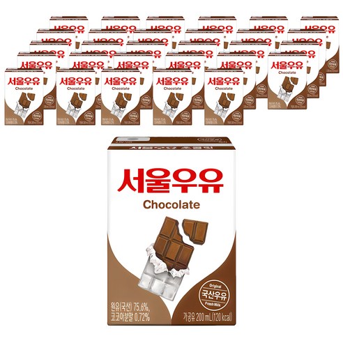 서울우유 멸균 초콜릿 우유, 200ml, 48개