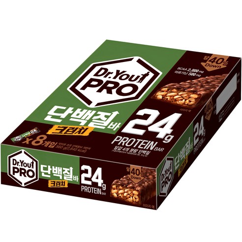 닥터유 프로 단백질바 크런치 8p, 560g, 1개