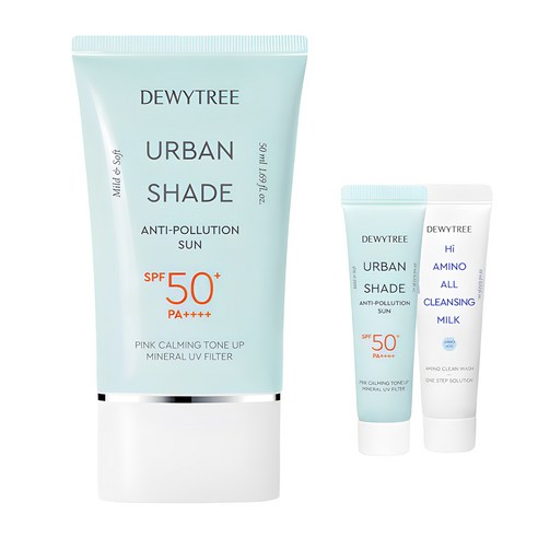 듀이트리 어반쉐이드 안티폴루션 선크림 SPF50+ PA++++ 50ml + 10ml + 하이아미노 밀크 10ml 세트, 2세트 듀이트리선스틱