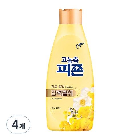 피죤 고농축 강력탈취 섬유유연제 써니 가든 본품, 1L, 4개 
세탁세제