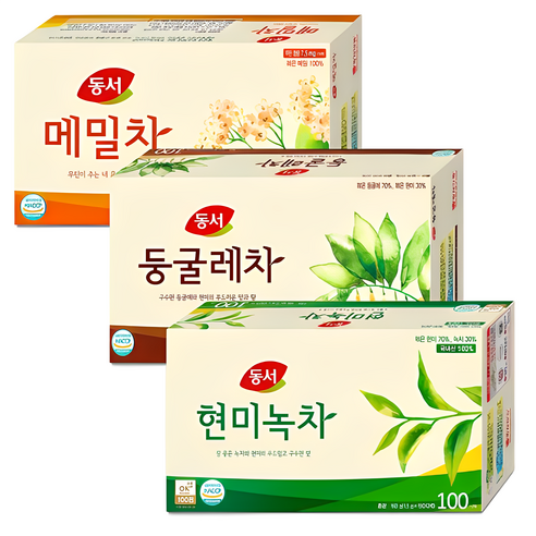 동서 현미녹차100T+둥글레차100T+메밀차100T 1.5ml, 3개, 100개
