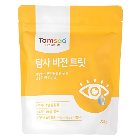 탐사 강아지 영양제 뉴트리션 비전 트릿 눈&눈물 케어 300g, 단일 맛, 1개