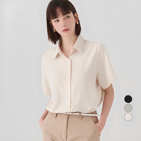 ELLE Paris 여성 베이직 반팔 블라우스
