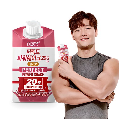 칼로바이 퍼펙트 파워쉐이크 20G 딸기맛 김종국 프로틴 음료 마시는 단백질 드링크, 24개, 250ml