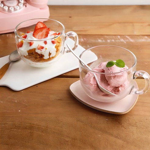 삼호유리 홈카페 씨리얼 유리 머그컵 480ml, 2개