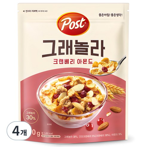 포스트 그래놀라 크랜베리 아몬드 시리얼, 570g, 6개