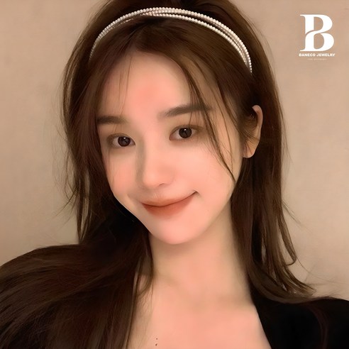 [바네코] 진주 포인트 3줄 데일리 헤어밴드 머리띠