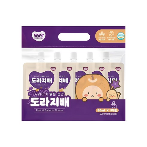 또또맘 도라지배즙 80ml, 배 + 도라지 혼합맛, 40개