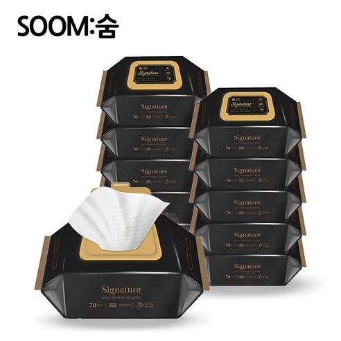 네츄럴오가닉 유아용 퓨어 오리지널 물티슈, 100개입, 10개 물티슈 11 숨 시그니처 물티슈 70매 x 10팩 고평량 63g, 70개입, 10개