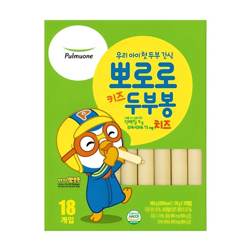 풀무원 뽀로로 키즈 두부봉 치즈 28g, 18개