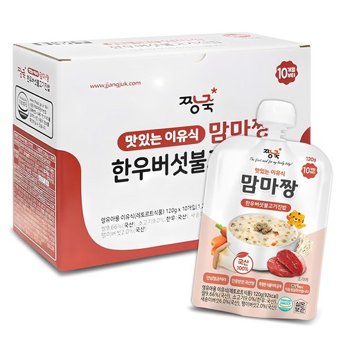 짱죽 맛있는 이유식 맘마짱 10개월부터 10p, 한우버섯불고기진밥, 120g, 10개