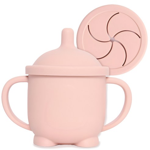 키도러블 3in1 실리콘 스파우트 빨대컵 200ml, 파스텔핑크, 1개